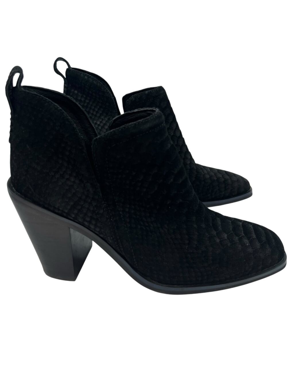 Jeffrey Campbell Womens Size 8.5 Rosee Snake Suede Leather Boots Booties Black